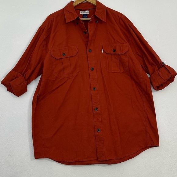 Magellan Outdoors Orange Casual Button Down Shirt Relaxed Fit - Picture 3 of 11